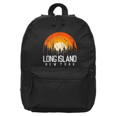 Long Island New York Ny Retro Vintage 70s 80s 90s Gift 16 in Basic Backpack