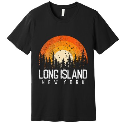 Long Island New York Ny Retro Vintage 70s 80s 90s Gift Premium T-Shirt
