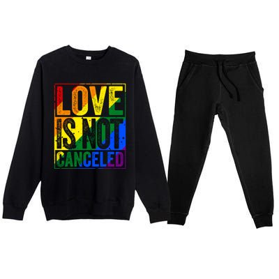 Love Is Not Canceled Gift Funny Dating Gift Premium Crewneck Sweatsuit Set