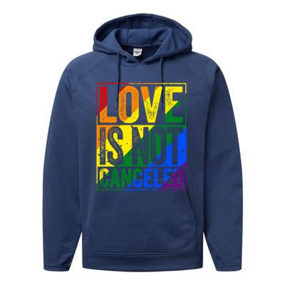 Love Is Not Canceled Gift Funny Dating Gift Performance Fleece Hoodie