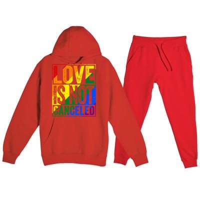 Love Is Not Canceled Gift Funny Dating Gift Premium Hooded Sweatsuit Set