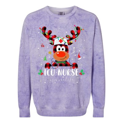 Love Icu Nurse Life Reindeer Nurse Christmas Pajama Xmas Colorblast Crewneck Sweatshirt