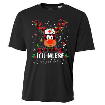 Love Icu Nurse Life Reindeer Nurse Christmas Pajama Xmas Cooling Performance Crew T-Shirt