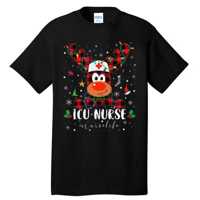 Love Icu Nurse Life Reindeer Nurse Christmas Pajama Xmas Tall T-Shirt