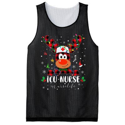 Love Icu Nurse Life Reindeer Nurse Christmas Pajama Xmas Mesh Reversible Basketball Jersey Tank