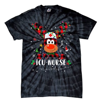 Love Icu Nurse Life Reindeer Nurse Christmas Pajama Xmas Tie-Dye T-Shirt