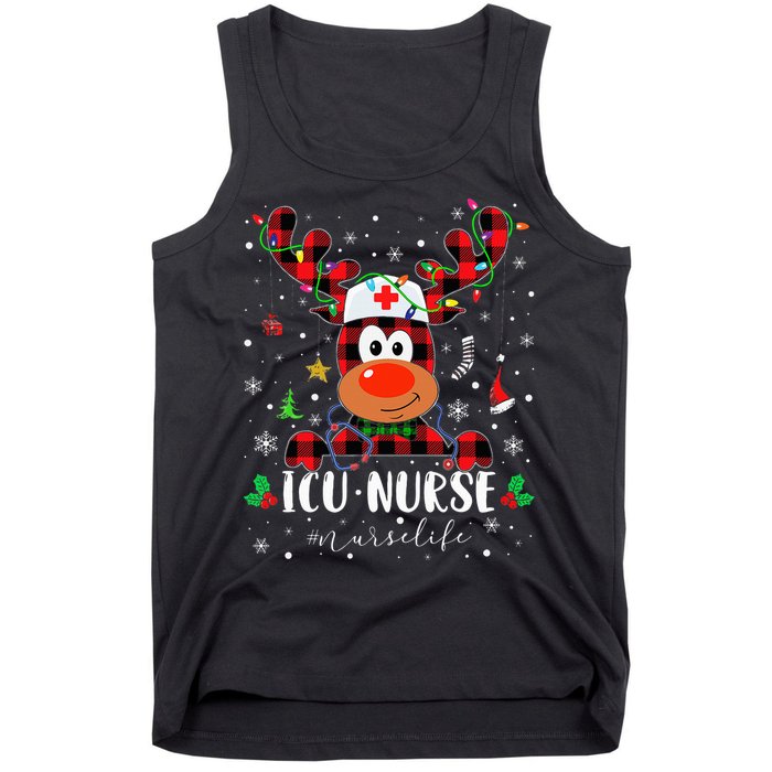 Love Icu Nurse Life Reindeer Nurse Christmas Pajama Xmas Tank Top