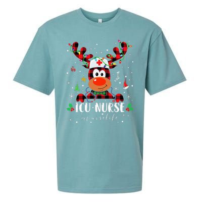 Love Icu Nurse Life Reindeer Nurse Christmas Pajama Xmas Sueded Cloud Jersey T-Shirt