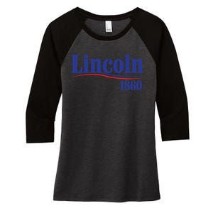 Lincoln 1860 For President Women's Tri-Blend 3/4-Sleeve Raglan Shirt