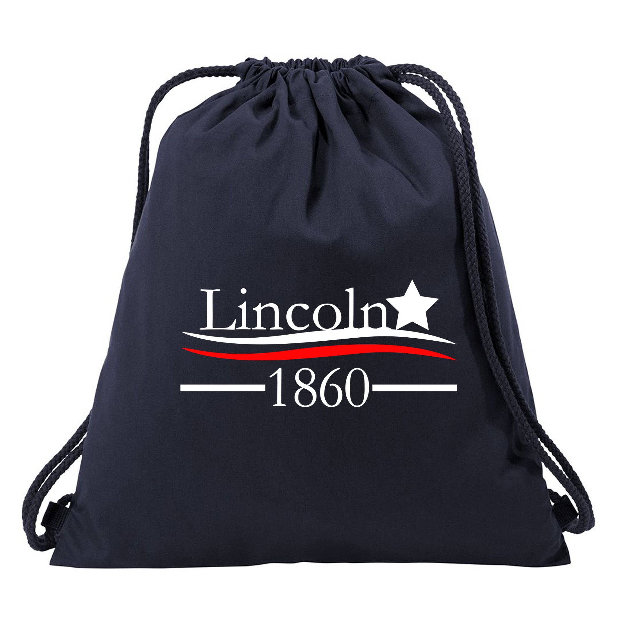 Lincoln 1860 President Logo Drawstring Bag