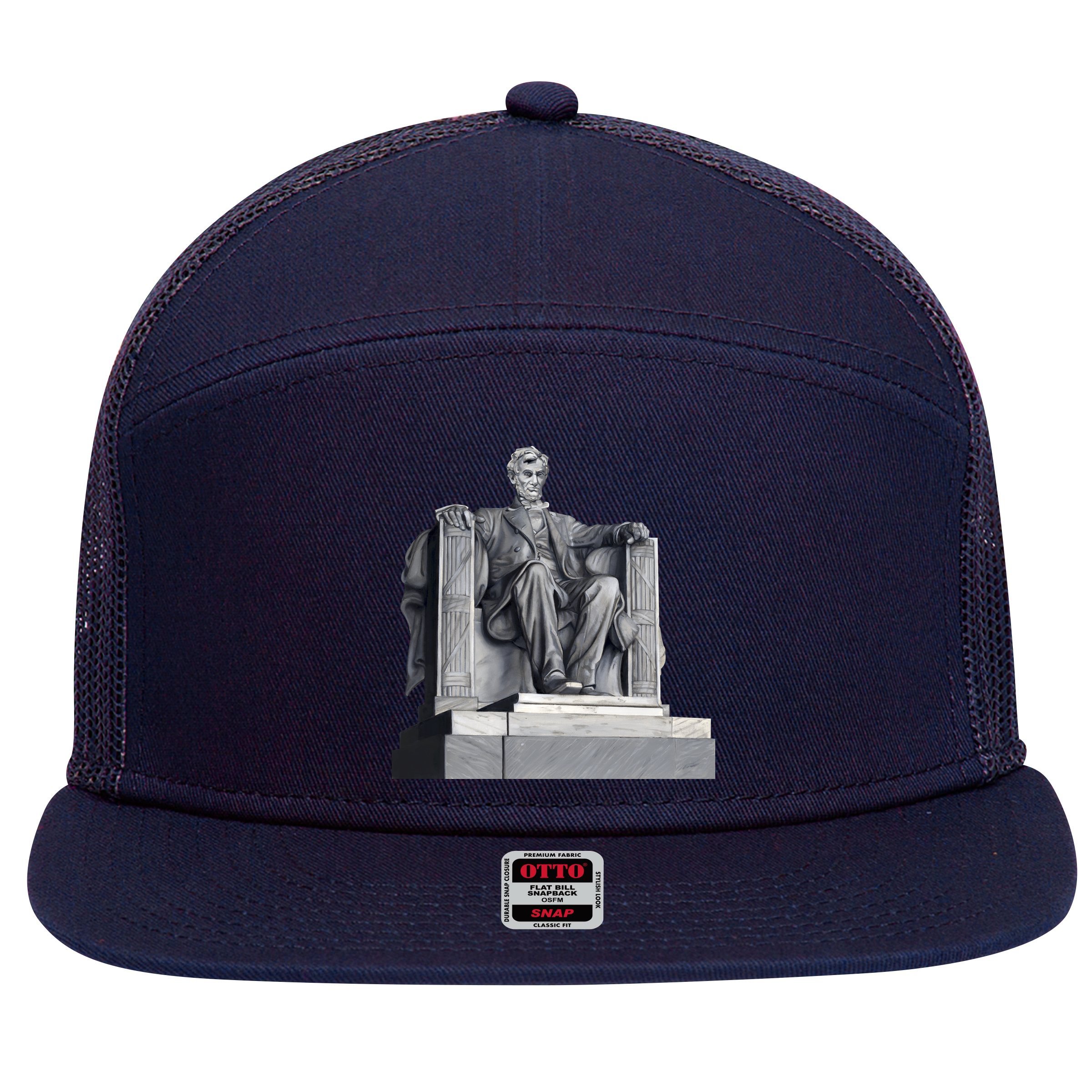 Lincoln Memorial Statue 7 Panel Mesh Trucker Snapback Hat