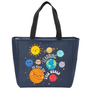 Learning Is Out Of This World Space Planets Teacher Student Zip Tote Bag