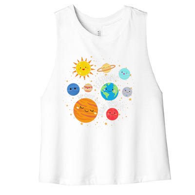 Learning Is Out Of This World Space Planets Teacher Student Women's Racerback Cropped Tank