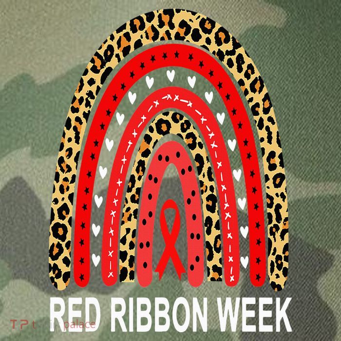 Leopard In October We Wear Red Ribbon Week Rainbow Drug Free Legacy Tie Dye Trucker Hat