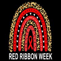 Leopard In October We Wear Red Ribbon Week Rainbow Drug Free Flexfit Unipanel Trucker Cap