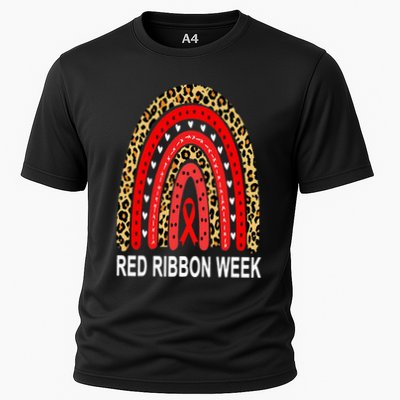 Leopard In October We Wear Red Ribbon Week Rainbow Drug Free Performance Shirt