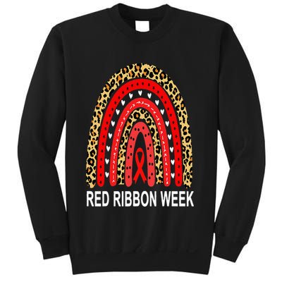 Leopard In October We Wear Red Ribbon Week Rainbow Drug Free Sweatshirt