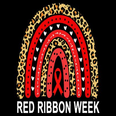 Leopard In October We Wear Red Ribbon Week Rainbow Drug Free T-Shirt