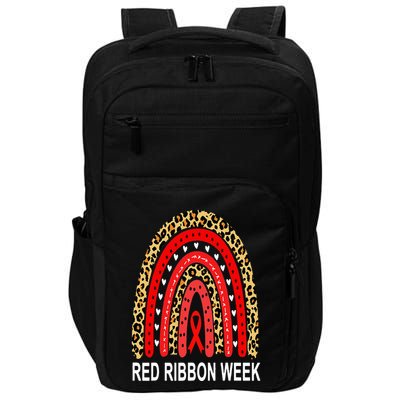 Leopard In October We Wear Red Ribbon Week Rainbow Drug Free Impact Tech Backpack