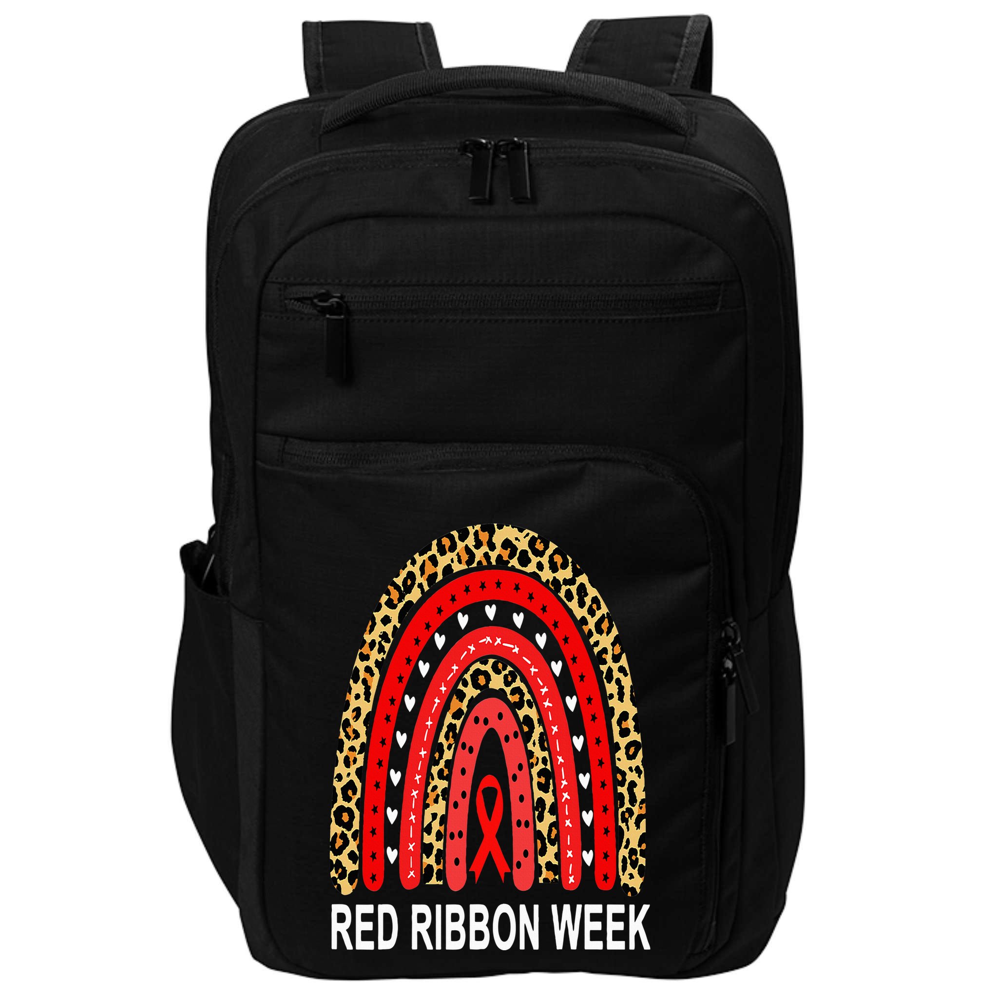 Leopard In October We Wear Red Ribbon Week Rainbow Drug Free Impact Tech Backpack
