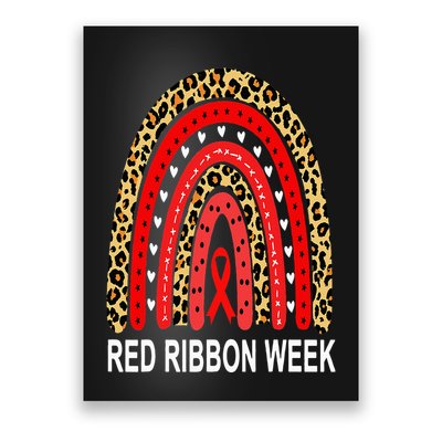 Leopard In October We Wear Red Ribbon Week Rainbow Drug Free Poster