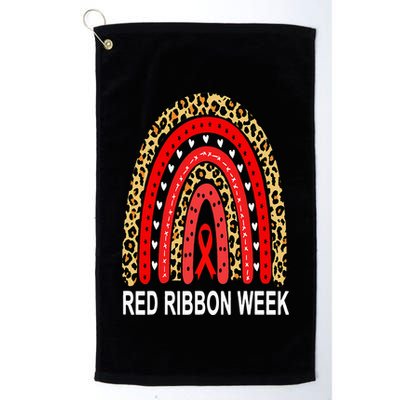 Leopard In October We Wear Red Ribbon Week Rainbow Drug Free Golf Towel