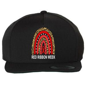 Leopard In October We Wear Red Ribbon Week Rainbow Drug Free Wool Snapback Cap