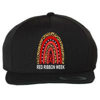 Leopard In October We Wear Red Ribbon Week Rainbow Drug Free Wool Snapback Cap