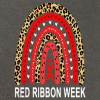 Leopard In October We Wear Red Ribbon Week Rainbow Drug Free Cotton Canvas Backpack