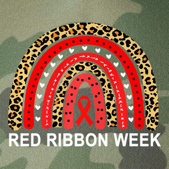Leopard In October We Wear Red Ribbon Week Rainbow Drug Free Legacy Tie Dye Trucker Hat