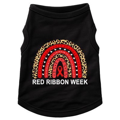 Leopard In October We Wear Red Ribbon Week Rainbow Drug Free Doggie Tank