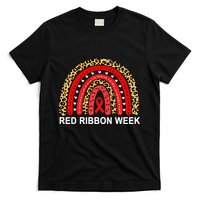 Leopard In October We Wear Red Ribbon Week Rainbow Drug Free T-Shirt