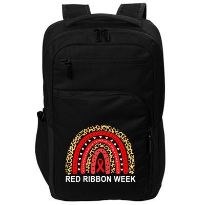 Leopard In October We Wear Red Ribbon Week Rainbow Drug Free Impact Tech Backpack