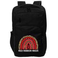 Leopard In October We Wear Red Ribbon Week Rainbow Drug Free Impact Tech Backpack