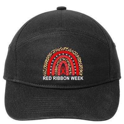 Leopard In October We Wear Red Ribbon Week Rainbow Drug Free 7-Panel Snapback Hat
