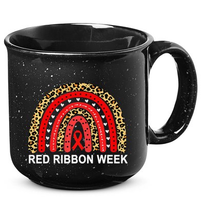 Leopard In October We Wear Red Ribbon Week Rainbow Drug Free 15oz Campfire Ceramic Mug