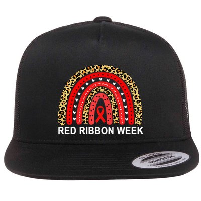 Leopard In October We Wear Red Ribbon Week Rainbow Drug Free Flatbill Hat