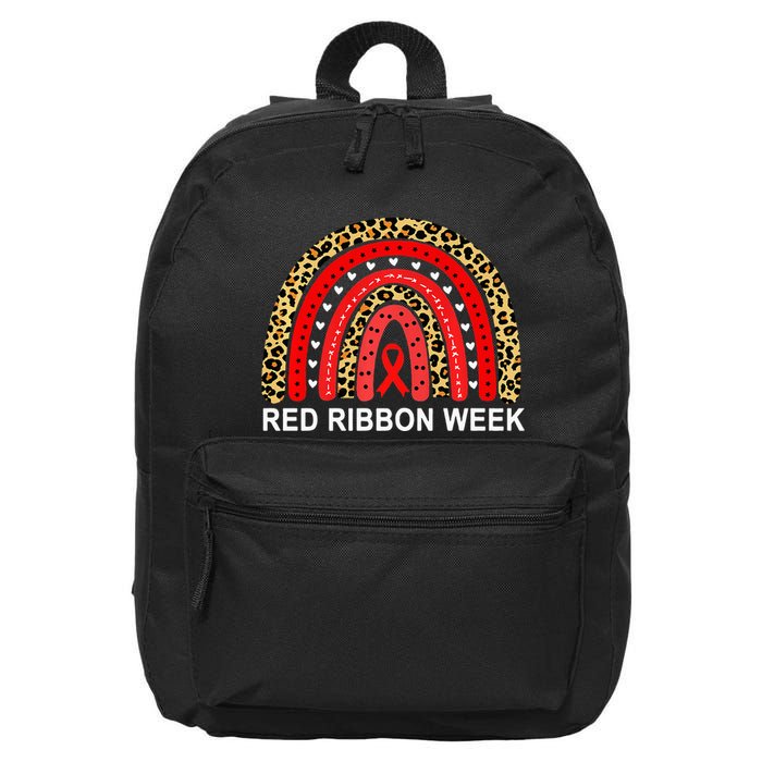 Leopard In October We Wear Red Ribbon Week Rainbow Drug Free 16 in Basic Backpack