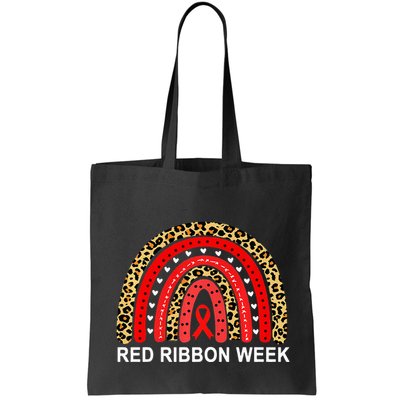 Leopard In October We Wear Red Ribbon Week Rainbow Drug Free Bag