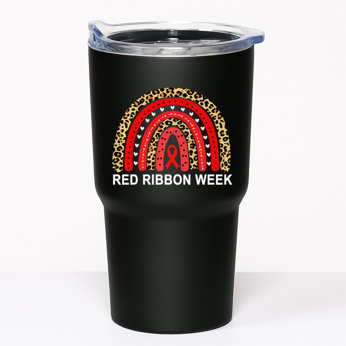 Leopard In October We Wear Red Ribbon Week Rainbow Drug Free Tumbler