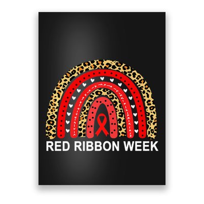 Leopard In October We Wear Red Ribbon Week Rainbow Drug Free Poster