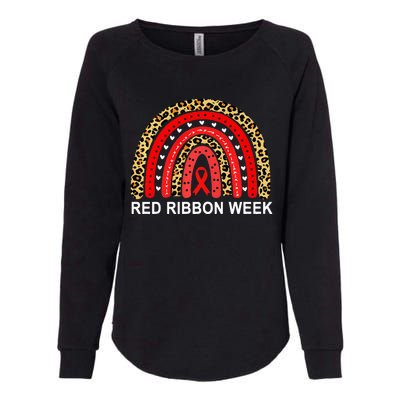 Leopard In October We Wear Red Ribbon Week Rainbow Drug Free Womens California Wash Sweatshirt