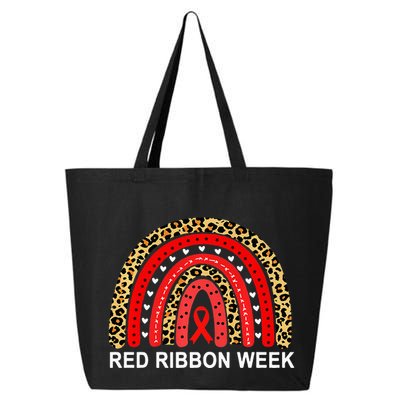 Leopard In October We Wear Red Ribbon Week Rainbow Drug Free 25L Jumbo Tote