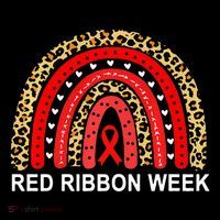 Leopard In October We Wear Red Ribbon Week Rainbow Drug Free Toddler T-Shirt