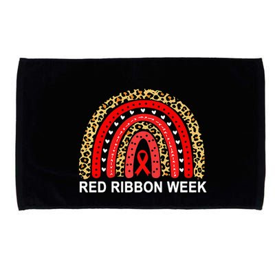Leopard In October We Wear Red Ribbon Week Rainbow Drug Free Microfiber Hand Towel