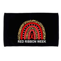 Leopard In October We Wear Red Ribbon Week Rainbow Drug Free Microfiber Hand Towel