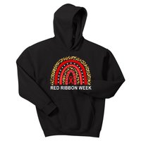 Leopard In October We Wear Red Ribbon Week Rainbow Drug Free Kids Hoodie