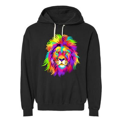 Lion Abstract Portrait Colorful Head Garment-Dyed Fleece Hoodie