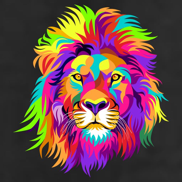 Lion Abstract Portrait Colorful Head 7 Panel Mesh Trucker Snapback Hat