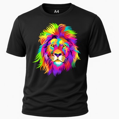 Lion Abstract Portrait Colorful Head Performance Shirt